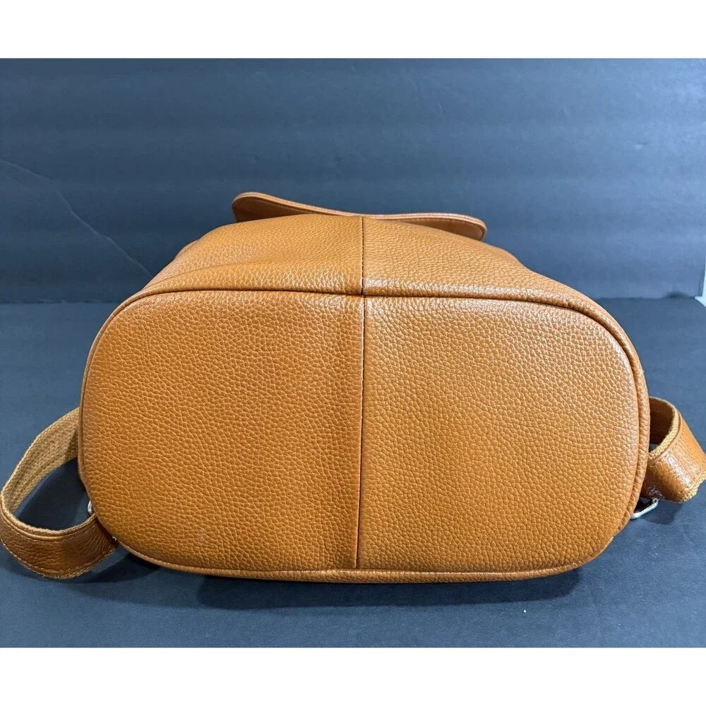 BOYATU Brown Pebbled Leather Drawstring Backpack